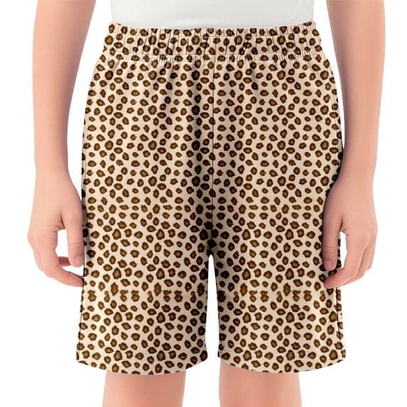 IWRICH Girls Leopard Print Shorts Casual Elastic Waist Shorts Wide Leg Cute Summer Short Pants,Size 2-14 Years Khaki 160