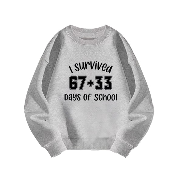 IWRICH Girls and Boys I Survive 100 Days of School Sweatshirts Graphic Printed Tops Long Sleeve Crew Neck Tees,Size 3-14 Years Grey 100