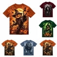 thumbnail image 1 of IWRICH Halloween Shirts for Men Scary Pumpkin Face Print Tees Novelty 3D Print Crewneck Short Sleeve T Shirts 05-Blue XL, 1 of 4
