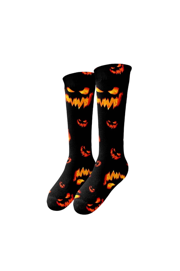 Halloween Skulls Pumpkin 1 Pair Novelty Color Block Socks Stockings Athletic Stocking for Women Men Gifts Black