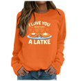 thumbnail image 1 of IWRICH Hanukkah Sweatshirt for Women Funny Chanukah Jewish Christmas Pullover Tops A-Orange M, 1 of 6