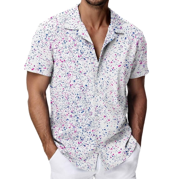 IWRICH Hawaiian Shirt for Men Short Sleeves Tropical Printed Casual Button down Summer Beach Floral Shirts 04-White XL
