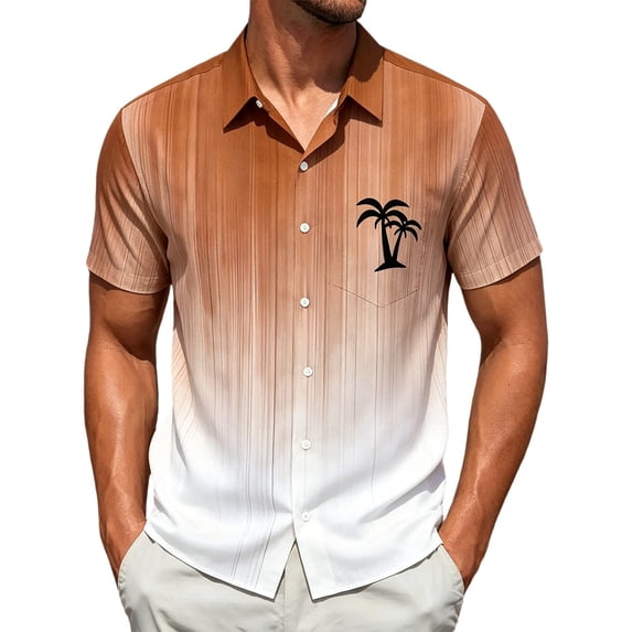IWRICH Hawaiian Shirt for Men Tropical Loose Fit Shirt Short Sleeve Casual Button down Holiday Beach Shirts with Pocket Coffee XL