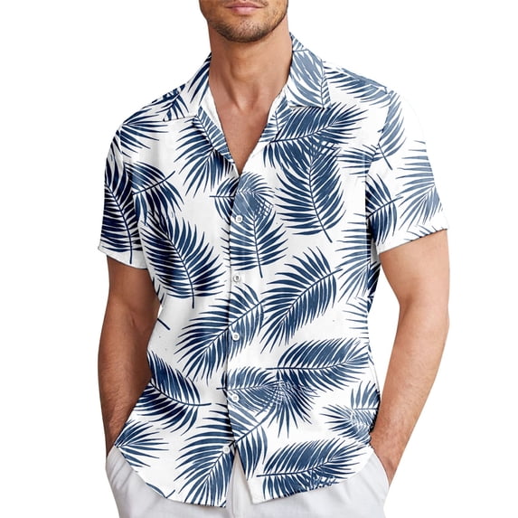 IWRICH Hawaiian Shirts for Men Printed Casual Short Sleeve Button down Shirts Summer Floral Holiday Beach Shirts 08-White XL