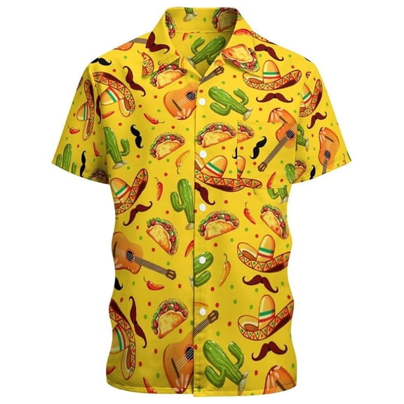 IWRICH Hawaiian Shirts for Men Women Sasquatch Summer Beach Button down Short Sleeve Tops Casual Fashion V Neck T Shirts 02-Yellow M