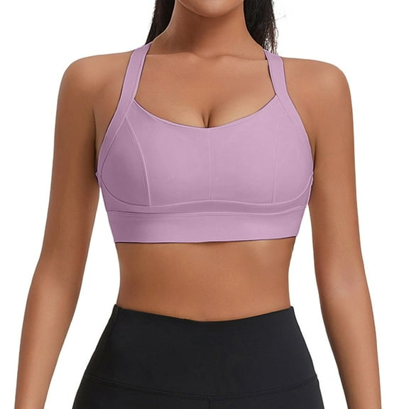IWRICH High Impact Sports Bras for Women Racerback Running Bra Workout Crop Tank Tops Longline Sports Push up Bralettes Light Purple S