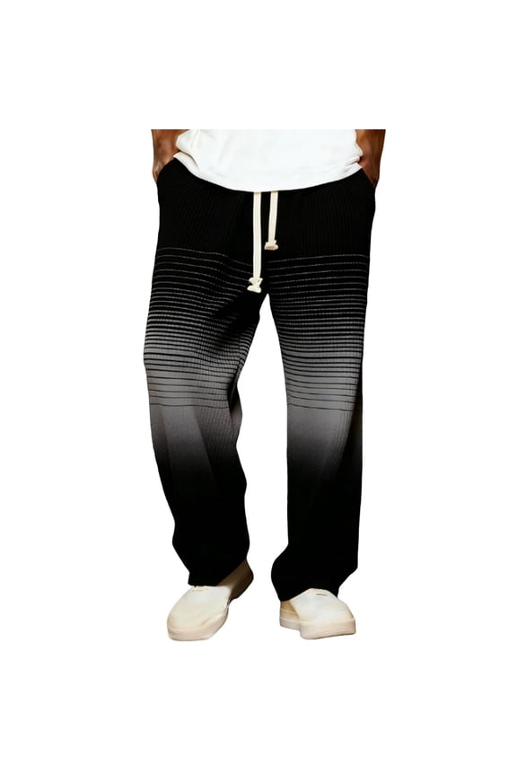 Hippie Pants for Men Hipster Streetwear Patchwork Drawstring Wide Leg Lightweight Beach Pants Boho Summer Travel Trousers 09-Black XL