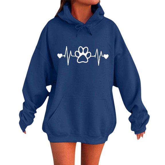 IWRICH Hoodie for Women Mens Cat Paw Sweatshirt Heart Graphic Hooded Pullover Pet Puppy Owner Lovers Matching Tops Pink 140