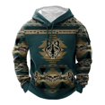 thumbnail image 1 of IWRICH Hoodies for Men Aztec Cowboy Western Retro Ethnic Printed Hooded Sweatshirt Fashion Graphic Fall Pullover Tops 02-Army Green L, 1 of 4