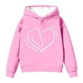 thumbnail image 1 of IWRICH Hoodies for Girls Graphic Heart Horse Print Long Sleeve Pullover Tops Cute Soft Cozy Hooded Sweatshirts,Size 2-14 Years Pink 150, 1 of 4