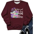 thumbnail image 1 of IWRICH Just a Girl Who Loves Books and Coffee Sweatshirt Women's Bookworm Long Sleeve Shirt Floral Book Pullover Tops Beige 100, 1 of 2