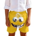 thumbnail image 1 of IWRICH Kids Boys Board Shorts Funny Face Frinted Elastic Drawstring Waist Swim Trunk Summer Casual Beach Bathing Suit,Size 1-14 Years 10-Yellow 160, 1 of 3