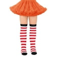 thumbnail image 1 of IWRICH Kids Girls Long Socks Knee High Leg Warmer Striped Stockings, Size 7-12 Years Red, 1 of 3