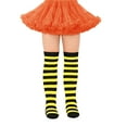 thumbnail image 1 of IWRICH Kids Girls Long Socks Knee High Leg Warmer Striped Stockings, Size 7-12 Years Yellow, 1 of 3