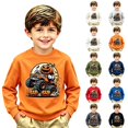 thumbnail image 1 of IWRICH Kids Halloween Pumpkin Ghost Sweatshirt Boys Girls Toddler Shirt Crewneck Long Sleeve Graphic Tops,Size 2-14 Years Blue M, 1 of 3