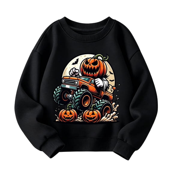 IWRICH Kids Halloween Pumpkin Ghost Sweatshirt Boys Girls Toddler Shirt Crewneck Long Sleeve Graphic Tops,Size 2-14 Years RD2 S