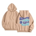thumbnail image 1 of IWRICH Kids Sweatshirt Graphic Hoodies for Boys Girls Letter Print Casual Long Sleeve Drawstring Pullover Tops with Pocket,Size 2-13 Years Khaki 160, 1 of 4