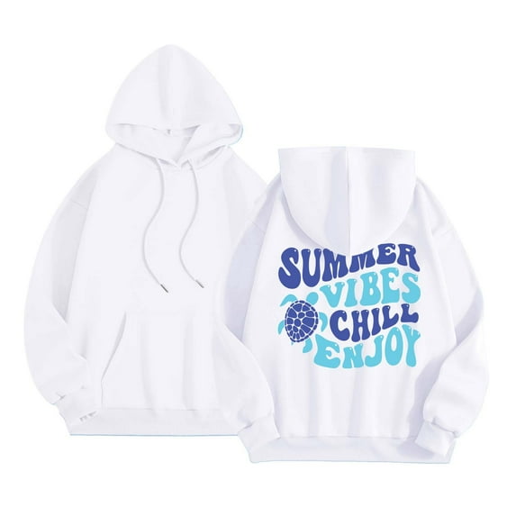 IWRICH Kids Sweatshirt Graphic Hoodies for Boys Girls Letter Print Casual Long Sleeve Drawstring Pullover Tops with Pocket,Size 2-13 Years White 90