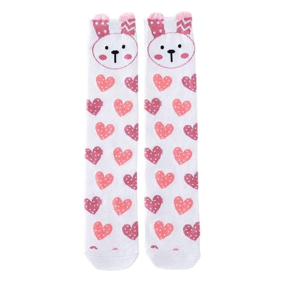 IWRICH Knee High Socks Crazy Fun Gift Cute Animal Patterns Cotton Long Socks 6 Pairs Pink