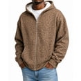 thumbnail image 1 of IWRICH Leopard Hoodie for Men Women Oversized Y13k Print Fleece Full Zip Hooded Jackets Trendy Fall Hooded Sweatshirts with Pockets Coffee S, 1 of 6