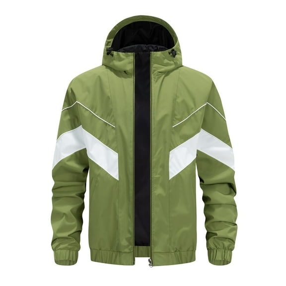 IWRICH Lightweight Hooded Jacket for Men Casual Outdoor Windbreaker Softshell Coat Lined Full Zip up Jackets for Hiking Travel Green XS