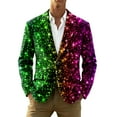thumbnail image 1 of IWRICH Mardi Gras Blazer for Men Button Notched Lapel Suit Jacket Casual Rave Jackets Sports Coats Slim Fit Plus Size Blazer 03-Green XXXL, 1 of 4