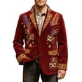 thumbnail image 1 of IWRICH Mardi Gras Corduroy Jacket for Men Holiday Blazer Outfits Plus Size Suit Sequin Printed Accessories Suits Cardigan Apparel 17-Red L, 1 of 4