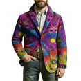 thumbnail image 1 of IWRICH Mardi Gras Corduroy Jacket for Men Holiday Blazer Outfits Plus Size Suit Sequin Printed Accessories Suits Cardigan Apparel 26-Purple XXXL, 1 of 4