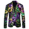 thumbnail image 1 of IWRICH Mardi Gras Jackets for Men Carnival Printed Blazer Slim Long Sleeve Button down Suit Jackets Holiday Sport Coat 06-Purple XL, 1 of 3