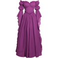 thumbnail image 1 of IWRICH Medieval Renaissance Witch Dress for Women off the Shoulder Bell Puff Sleeve Halloween Victorian Outfits Dark Purple XXXL, 1 of 2