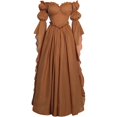 thumbnail image 1 of IWRICH Medieval Renaissance Witch Dress for Women off the Shoulder Bell Puff Sleeve Halloween Victorian Outfits Yellow XS, 1 of 2