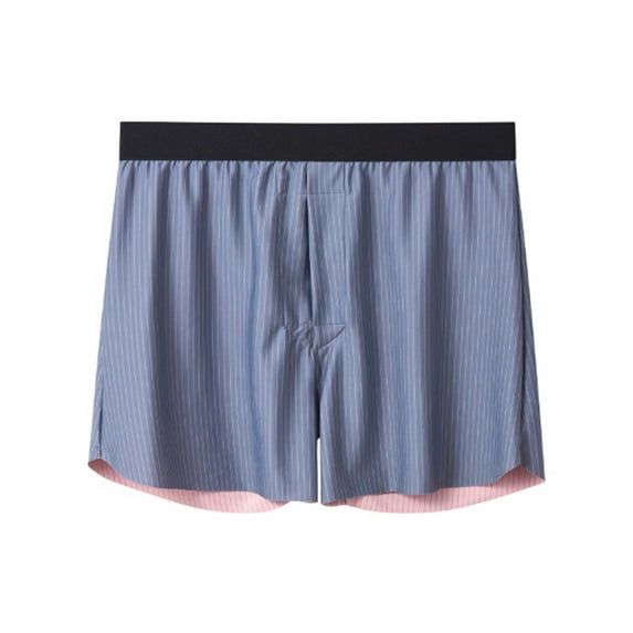 IWRICH Men' Ice Silk Briefs Striped Boxer Briefs Short Breathable Underwear Plus Size Loose Underpants Blue L