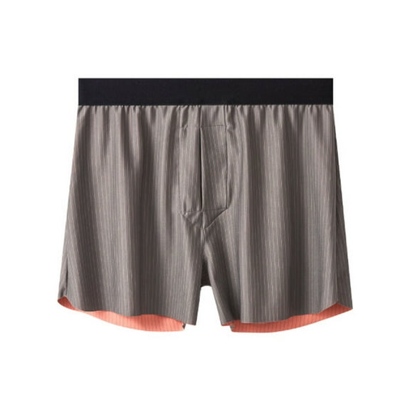 IWRICH Men' Ice Silk Briefs Striped Boxer Briefs Short Breathable Underwear Plus Size Loose Underpants Brown XXXXL