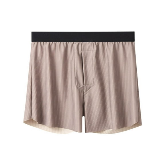 IWRICH Men' Ice Silk Briefs Striped Boxer Briefs Short Breathable Underwear Plus Size Loose Underpants Khaki XXXXL