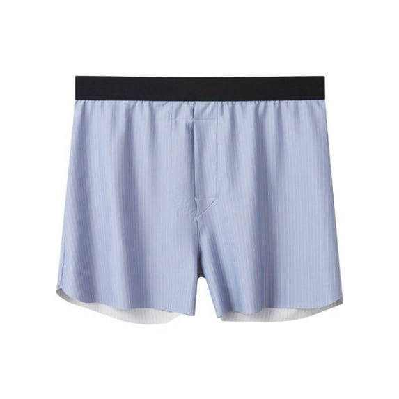 IWRICH Men' Ice Silk Briefs Striped Boxer Briefs Short Breathable Underwear Plus Size Loose Underpants Light Blue XL