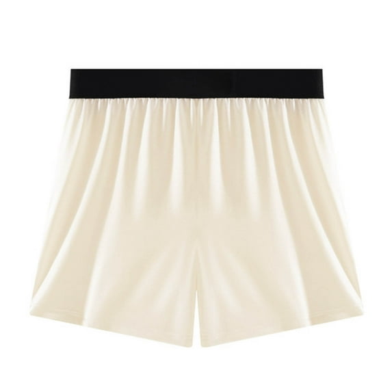 IWRICH Men' Ice Silk Solid Color Boxer Briefs Short Breathable Underwear Plus Size Loose Underpants Beige XL