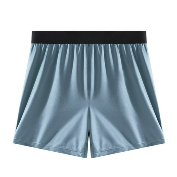 IWRICH Men' Ice Silk Solid Color Boxer Briefs Short Breathable Underwear Plus Size Loose Underpants Blue XXXL