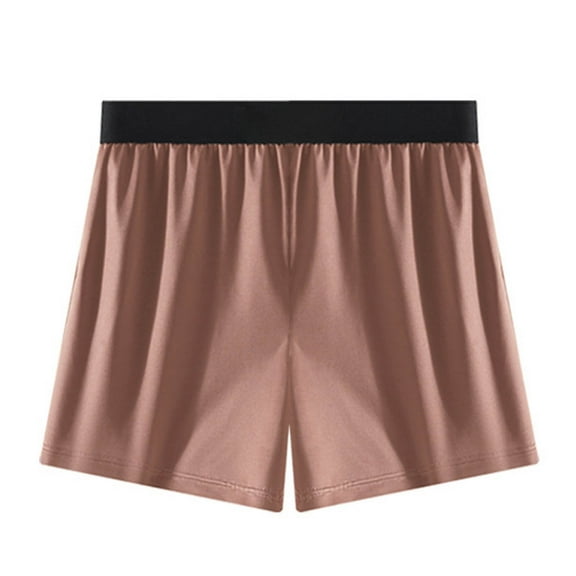 IWRICH Men' Ice Silk Solid Color Boxer Briefs Short Breathable Underwear Plus Size Loose Underpants Brown L