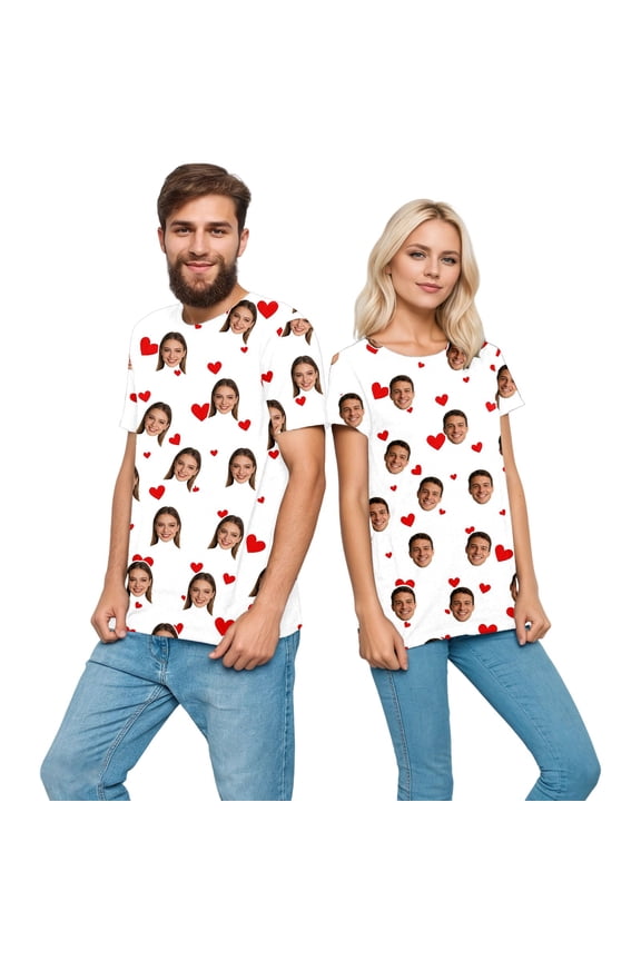 Men and Women Custom T Shirts Photo Personalized DIY Tees Crew Neck Short Sleeve Tops 04-White XL