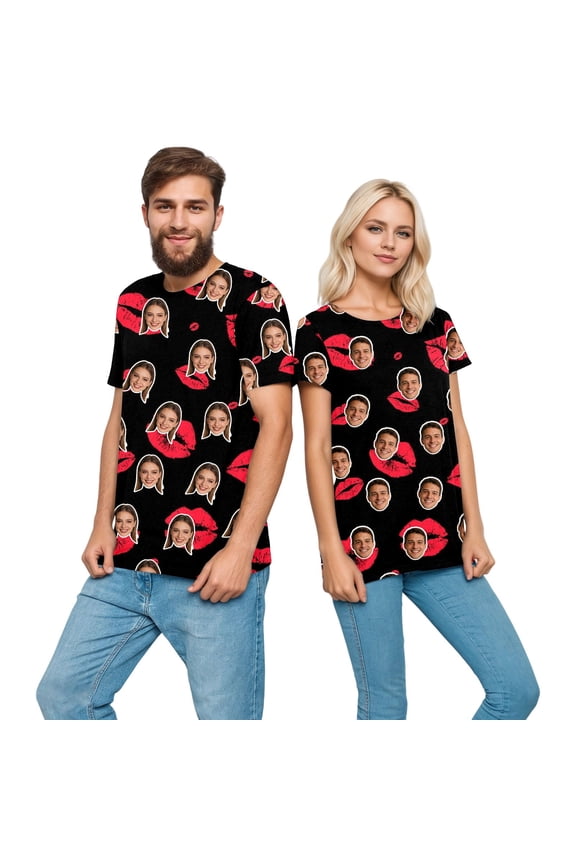 Men and Women Custom T Shirts Photo Personalized DIY Tees Crew Neck Short Sleeve Tops 06-Black XL