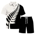 thumbnail image 1 of IWRICH Men's 2 Piece Summer Outfits Leaves Graphic Quarter Zip Short Sleeve Collared Shirts and Shorts Set Casual Tracksuit Black XL, 1 of 2
