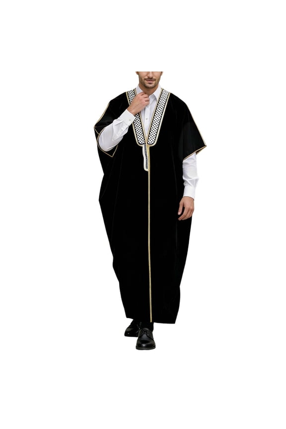 Men's Abaya (Bisht) - Cloak Arab Dress Black XL