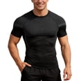 thumbnail image 1 of IWRICH Men's Athletic Short Sleeve Stretch Compression Shirts T-Shirt Running Workout Tops Baselayer Black M, 1 of 4