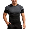 thumbnail image 1 of IWRICH Men's Athletic Short Sleeve Stretch Compression Shirts T-Shirt Running Workout Tops Baselayer Grey L, 1 of 4