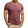 thumbnail image 1 of IWRICH Men's Basic Plus Size T Shirt Short Sleeve Crew Neck Soft Fitted Elastic Tees Classic Tshirts Brick Red M, 1 of 7