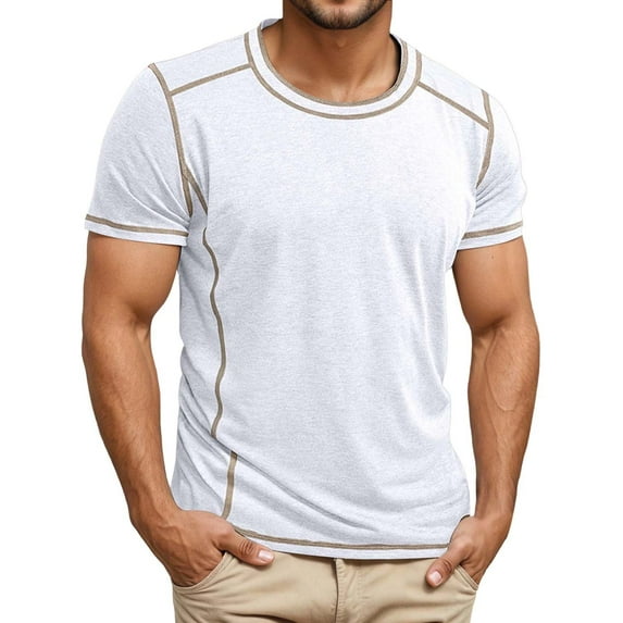 IWRICH Men's Basic Plus Size T Shirt Short Sleeve Crew Neck Soft Fitted Elastic Tees Classic Tshirts White XL
