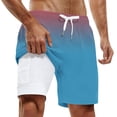 thumbnail image 1 of IWRICH Men's Big and Tall Swimming Trunks with Compression Liner 2 in 1 Swim Shorts with Pockets Blue XXXXXL, 1 of 4