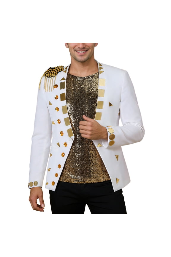 Men's Blazer Prom Jackets for Party Stage White XXXL