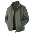thumbnail image 1 of IWRICH Men's Bomber Jacket Lightweight Casual Windbreaker Oversize Full Zip Coat with Pockets Army Green XXL, 1 of 3