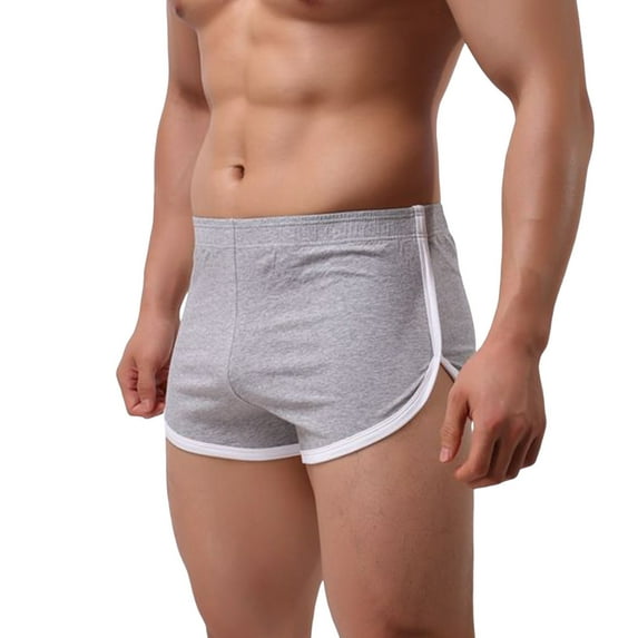 IWRICH Men's Booty Boxer Short Low Rise Split Side Workout Gym Shorts Grey M